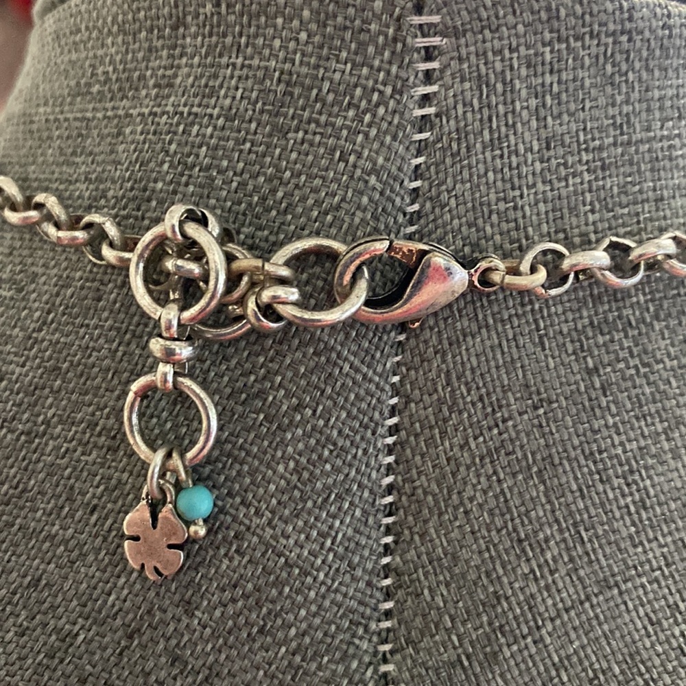 Simulated Turquoise Silver Tone Necklace - Picture 2 of 4